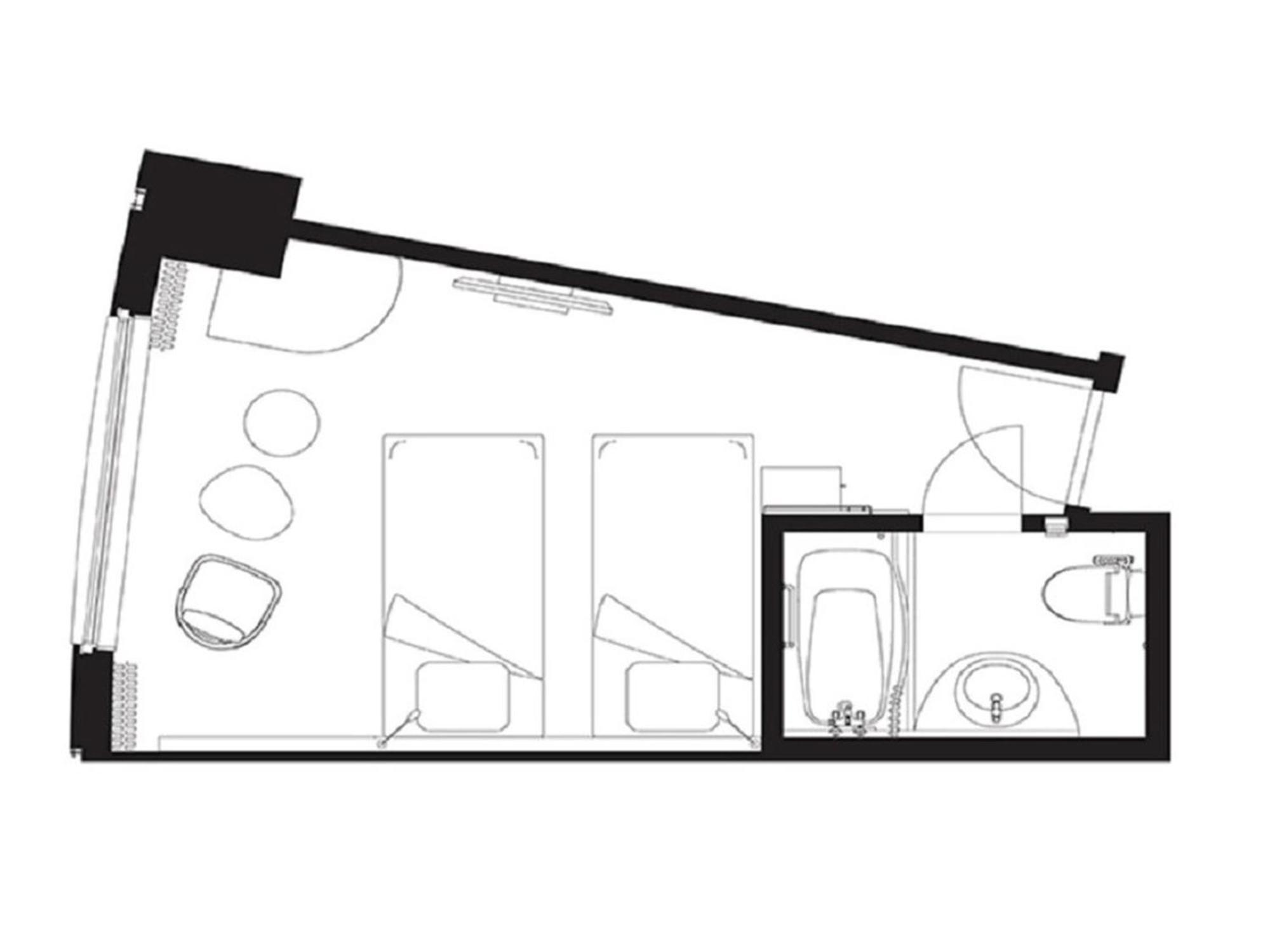 Sapporo Prince Hotel Phòng bức ảnh Floorplan of a typical studio apartment